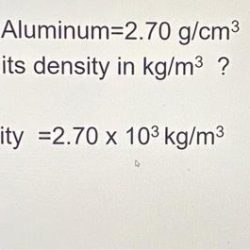 Aluminum has a density of 2.70 g cm3