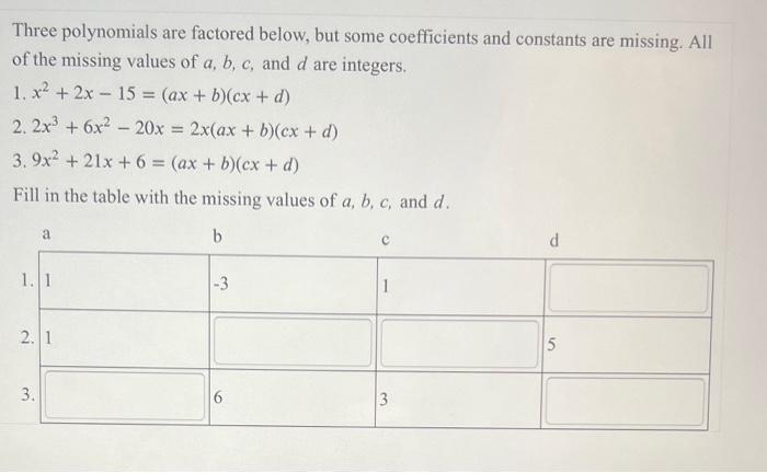 Constants polynomials coefficients