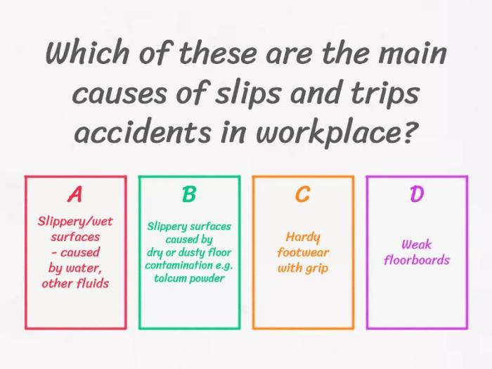 Slips trips and falls quiz answers