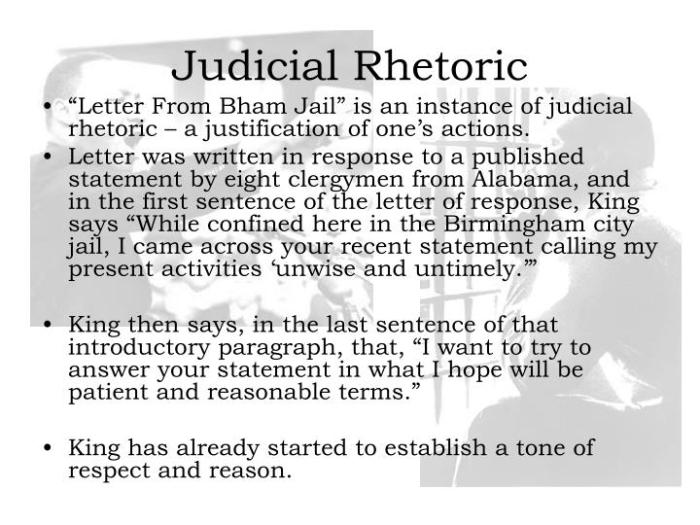 Rhetoric in letter from birmingham jail