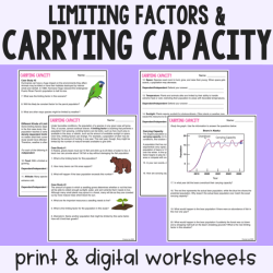 Limiting factors and carrying capacity worksheet